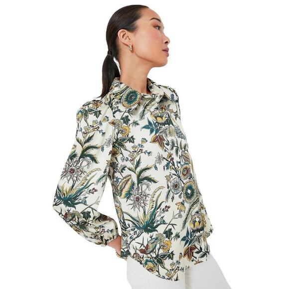 Tuckernuck Sharp Floral Serena Blouse Button Front Long Sleeve Size XL - Picture 5 of 16